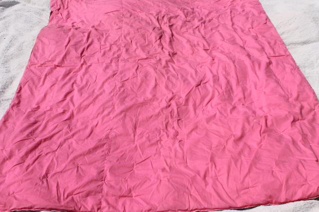 soft puffy vintage flowered cotton comforter, tied quilt w/ pink & lavender flowers