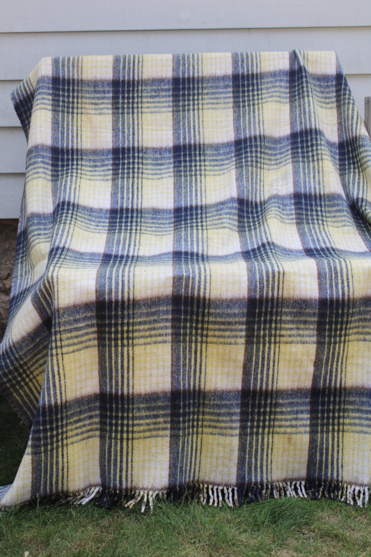 soft thick Mexican blanket, heavy fringed woven plaid camp throw, picnic rug, yoga mat