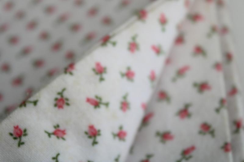 soft vintage all cotton flannel fabric, granny chic tiny pink rosebuds print