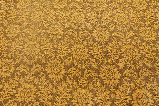 soft vintage cotton bedspread or sofa cover, grey & mustard gold brocade w/ fringe