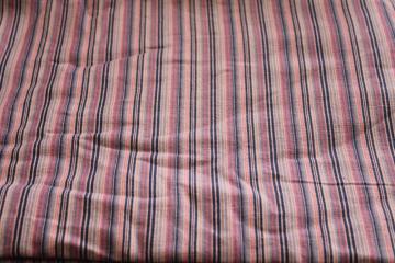 soft washed cotton shirting fabric, woven stripe in coral, pink, slate, navy blue