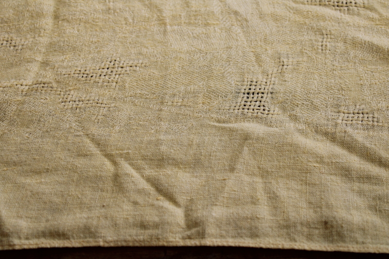 soft washed pure linen tablecloth, natural rumpled texture vintage linen in buttery yellow