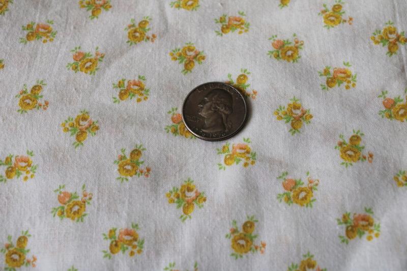 soft washed vintage cotton fabric old fashioned granny floral print yellow gold white