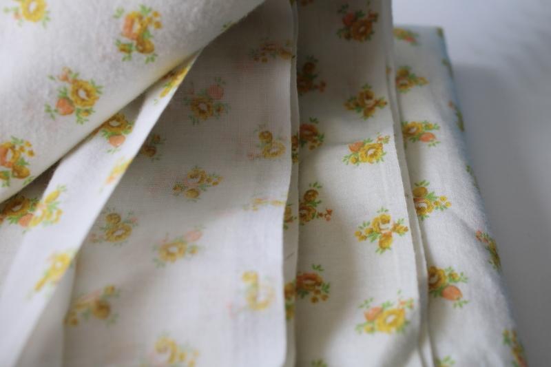 soft washed vintage cotton fabric old fashioned granny floral print yellow gold white