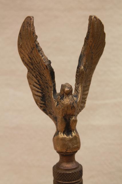 solid brass lamp finial Federal eagle, vintage American country colonial style hardware