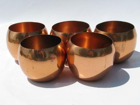 solid copper vintage Jefferson cups, lot of five