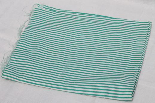 spearmint striped print cotton feed sack, authentic vintage fabric for quilting etc.