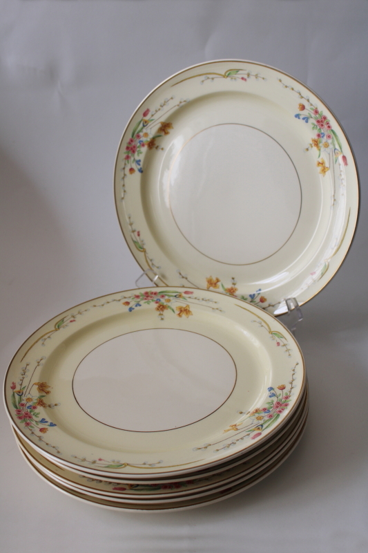 spring flowers vintage Taylor Smith TST china plates, jonquils daffs pussy willow buds