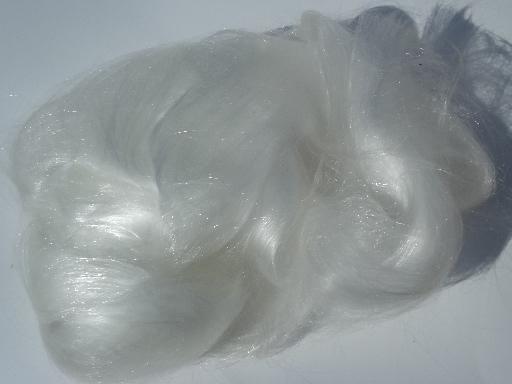 spun glass wool angel hair, pristine snow white, new old stock in box