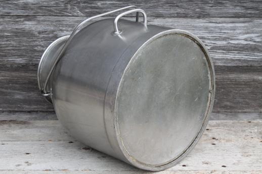 stainless steel milking machine bucket, 5 gallon pail vintage DeLaval milker kettle