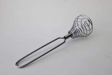 stainless steel spring whisk, old fashioned egg beater, vintage kitchen tool
