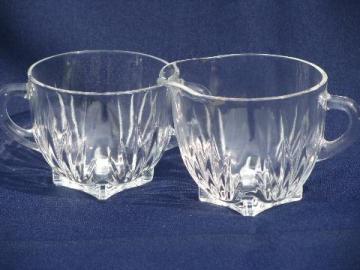 star pattern vintage Federal glass cream pitcher and sugar bowl set