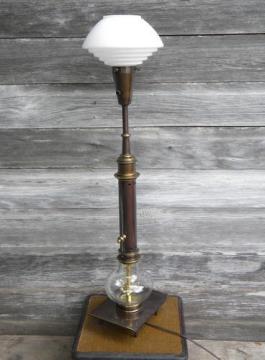 Vintage glass globe and solid brass table lamp