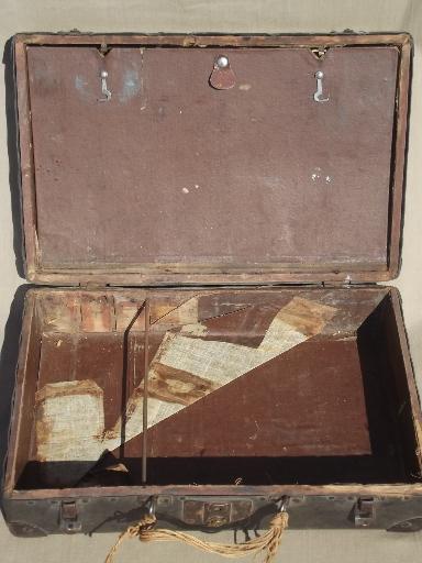 steampunk vintage metal instrument box, antique beat to hell traveling case