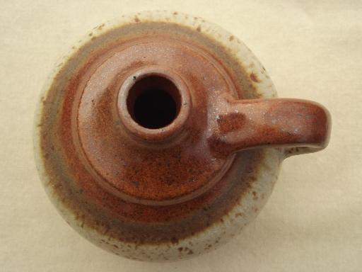 stoneware pottery oil lamp jug, rustic country primitive oil lamp 