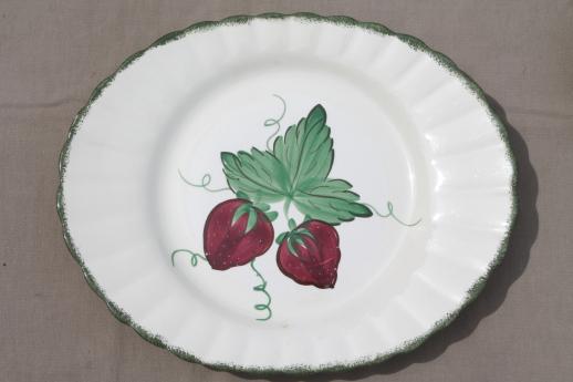 strawberry Blue Ridge pottery, vintage china plates & platter w/ hand-painted strawberries