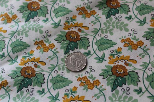 sunflowers print vintage 36 wide cotton fabric, 4 yards 1950s material