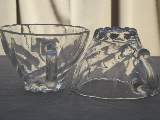 swirled  glass punch bowls, bowl stand & hooked cups, vintage Hazel Atlas glass