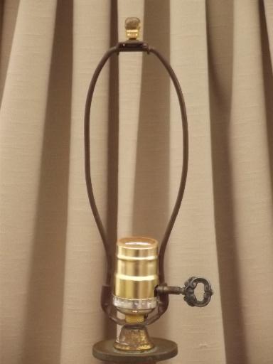 tall brass candlestick lamp, heavy solid brass lamp, 50s 60s vintage