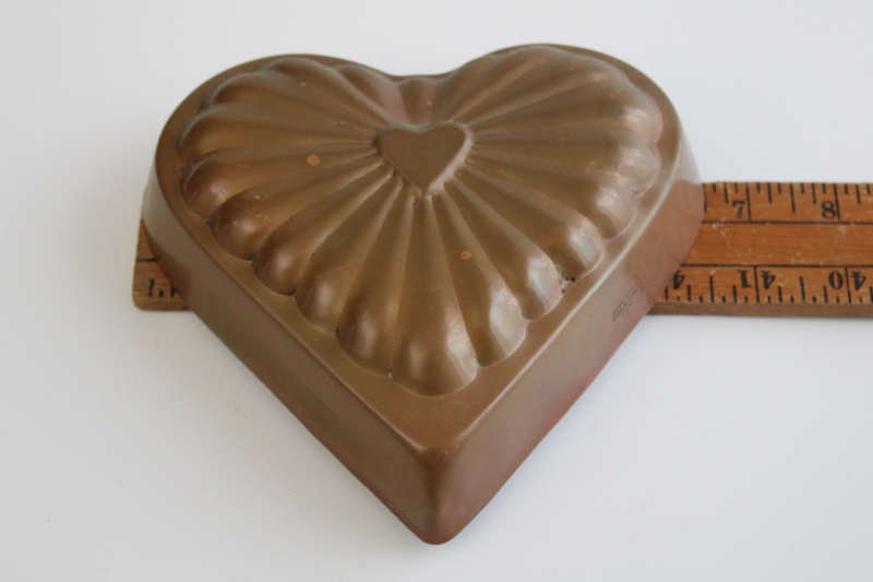tarnished vintage copper heart mold, french farmhouse style wall hanging valentine decor