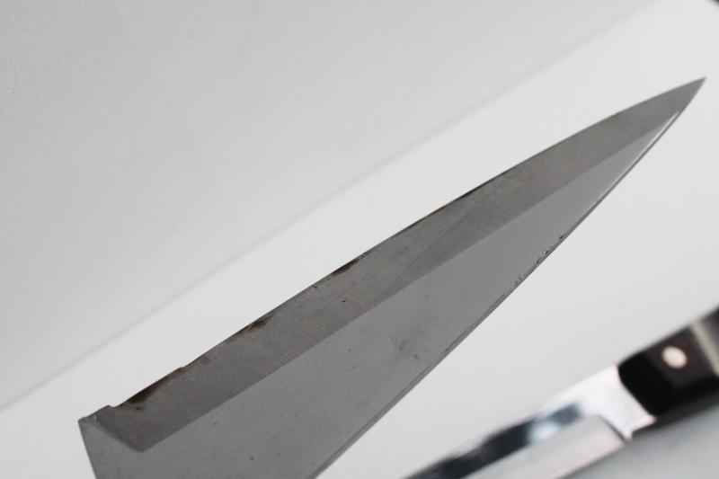 thumb rest handles Ekco Arrowhead vintage kitchen knives chefs knife blades