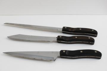 thumb rest handles Ekco Arrowhead vintage kitchen knives chef’s knife blades