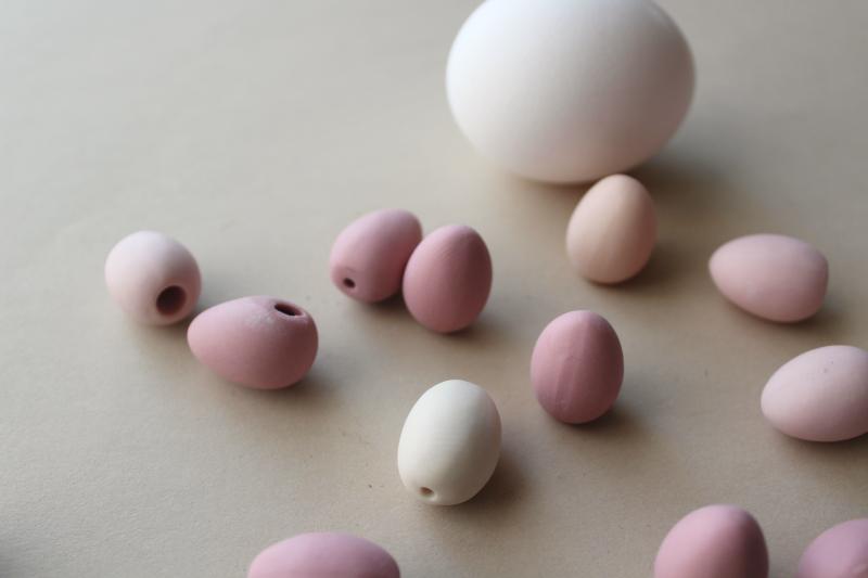 tiny bisque china birds eggs, vintage Easter eggs for little bird nests or baskets