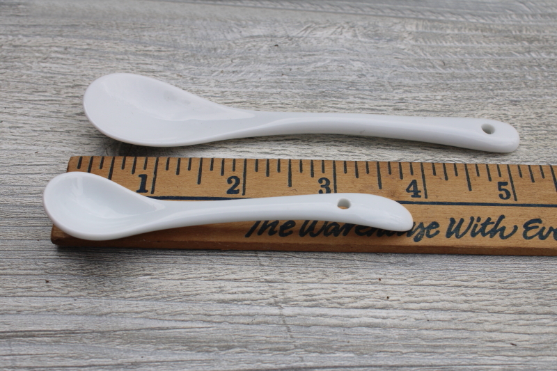 tiny china spoons, lot replacement ceramic spoons for vintage jam pots or condiment jars