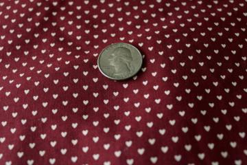 tiny hearts print burgundy cotton quilting weight material, Joan Kessler Concord fabric