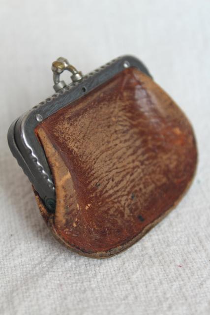 small leather coin purse with clasp