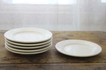 tiny old white ironstone china plates set of six, vintage diner restaurant ware snack or pie plates
