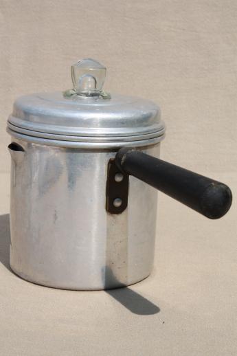 tiny one cup stovetop coffee pot, vintage percolator for camping or travel trailer