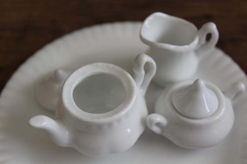 tiny pure white porcelain tea set, china doll dishes toy miniatures