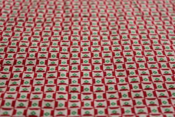 tiny spools print vintage cotton fabric quilting sewing fabric, red  green w/ white