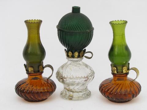 Tiny Vintage Perfume Bottles Miniature, Vintage Little Glass Oil Lamps With Shades