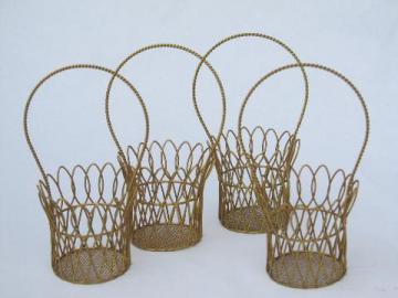 tiny vintage wirework baskets, individual place setting flower holders