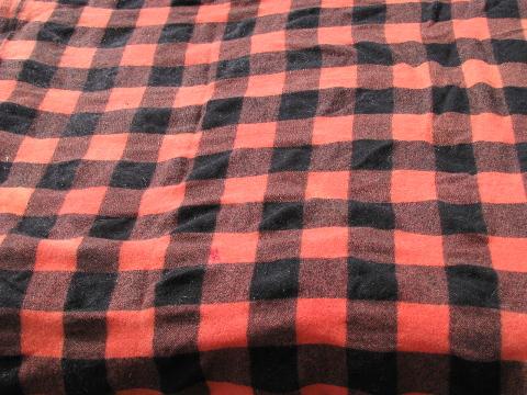 trappers plaid antique vintage wool camp bunk blankets, red, white w/ black