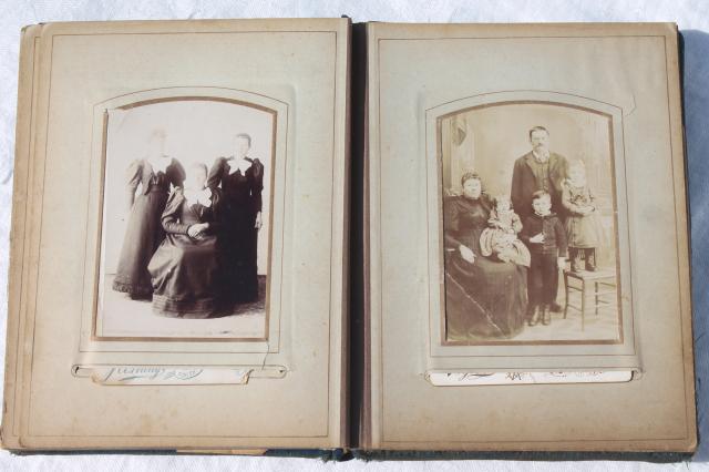 turn of the century vintage album w/ old antique photos, portrait ...