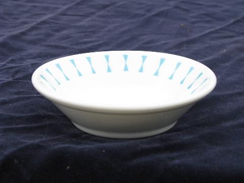 turquoise geometric, vintage Homer Laughlin Best China ironstone bowls