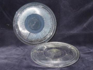two vintage star or starburst pattern glass cake plates to fit under dome covers