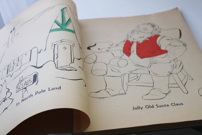 unused 1950s vintage Whitman fuzzy wuzzy flocked Santa Big Christmas coloring book