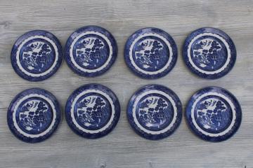 unused Johnson Bros England blue willow bread  butter plates set of 8, vintage 90s 00s