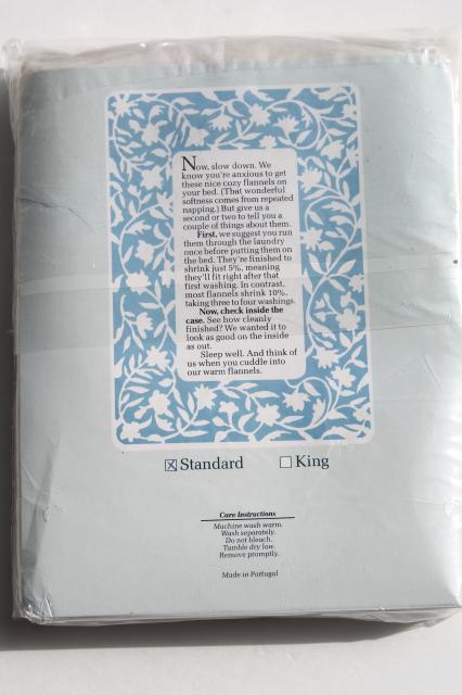 unused Lands End cotton flannel bedding, queen fitted sheets & pillowcases