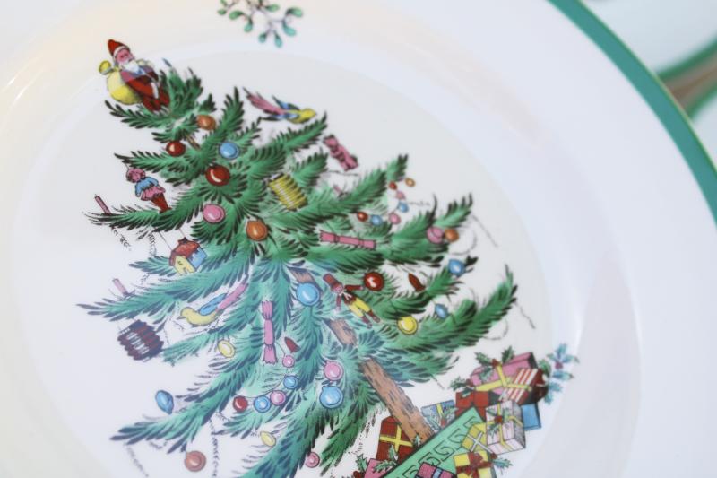 unused vintage Spode china Christmas tree pattern salad plates set of four