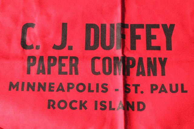 unused vintage cotton carpenters bib work tool apron from C J Duffey Paper Company 