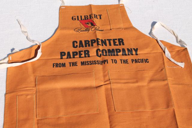 unused vintage cotton carpenters bib work tool apron from Gilbert Paper Company 