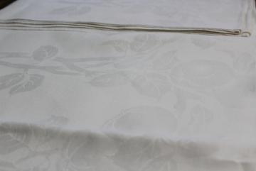Details about   French Antique White Tablecloth 67” 52” Cotton Linen Matisse Woven Damask Check 