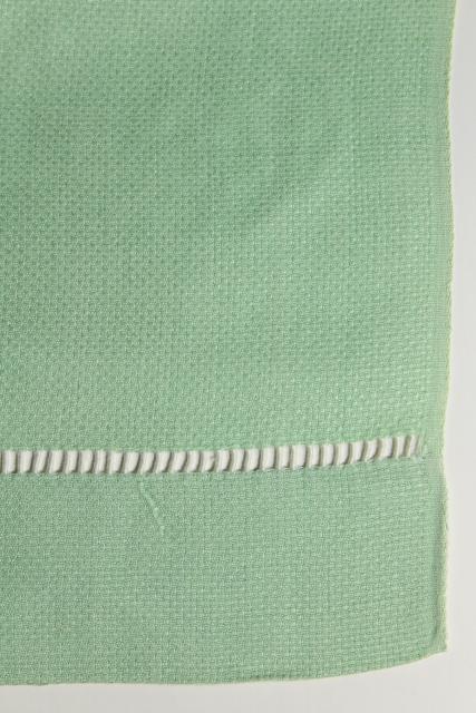 unused vintage hand towels w/ embroidered script, pastel cotton huck fabric guest towel full dozen