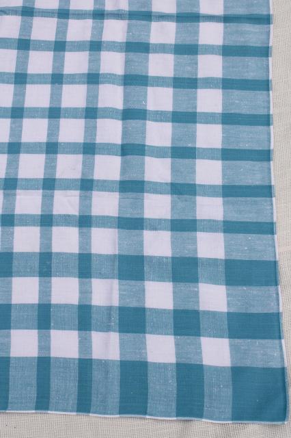 unused vintage pure linen tablecloth for farmhouse harvest table, french blue & white