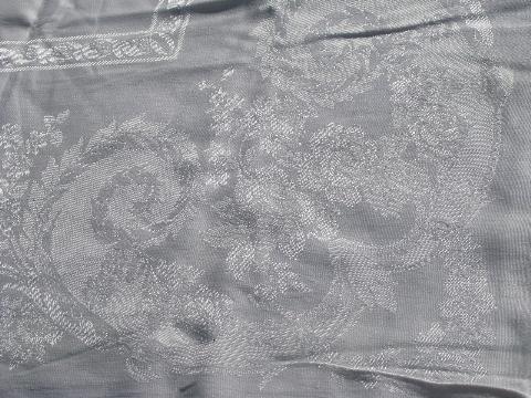 unused vintage silver damask table linens w/ labels, tablecloth & dinner napkins